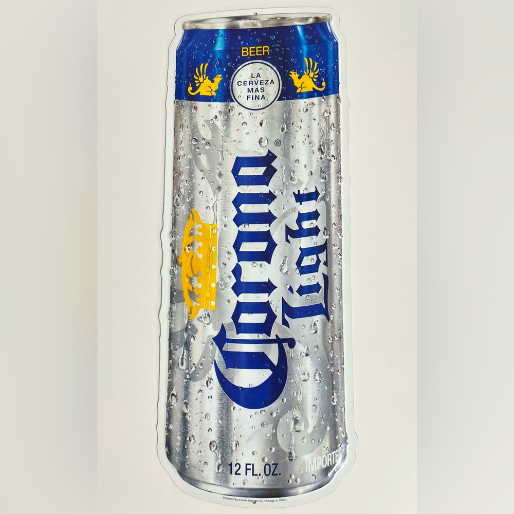 CORONA LIGHT STEEL METAL TIN BEER CAN SIGN TACKER ADVERTISING MAN CAVE